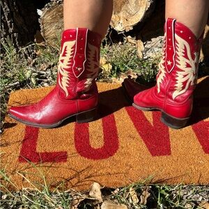 🦅 SENDRA Vintage Red Leather Eagles/Stars Cowboy Boots! US SZ 8.5 Made in Spain!